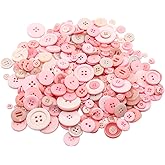 YUYUDEHM 500-600 Pcs Resin Sewing Buttons, Assorted Buttons for Crafts, Manual Button Painting DIY Handmade Ornament Button(Pink)