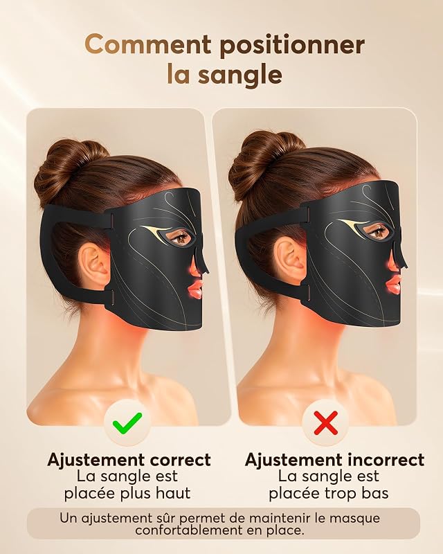 Masque LED Visage Luminothérapie 3D Filaire, 4 Modes, 850 nm, NVV06