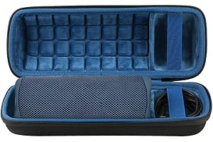 co2CREA Hard Travel Case Replacement for JBL Flip 7 Flip 6 FLIP 5 Waterproof Portable Bluetooth Speaker (Black Case + Inside Blue)