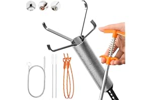 QWATUY 63 Inch Drain Snake Hair Drain Clog Remover Tool, Flexible Sink Snake Drain Cleaner Tool Set, Plumbing Snake for Toilet Sewer Shower Kitchen Bathroom Tub Clogged Hair Removal Cleaning Tool Set
