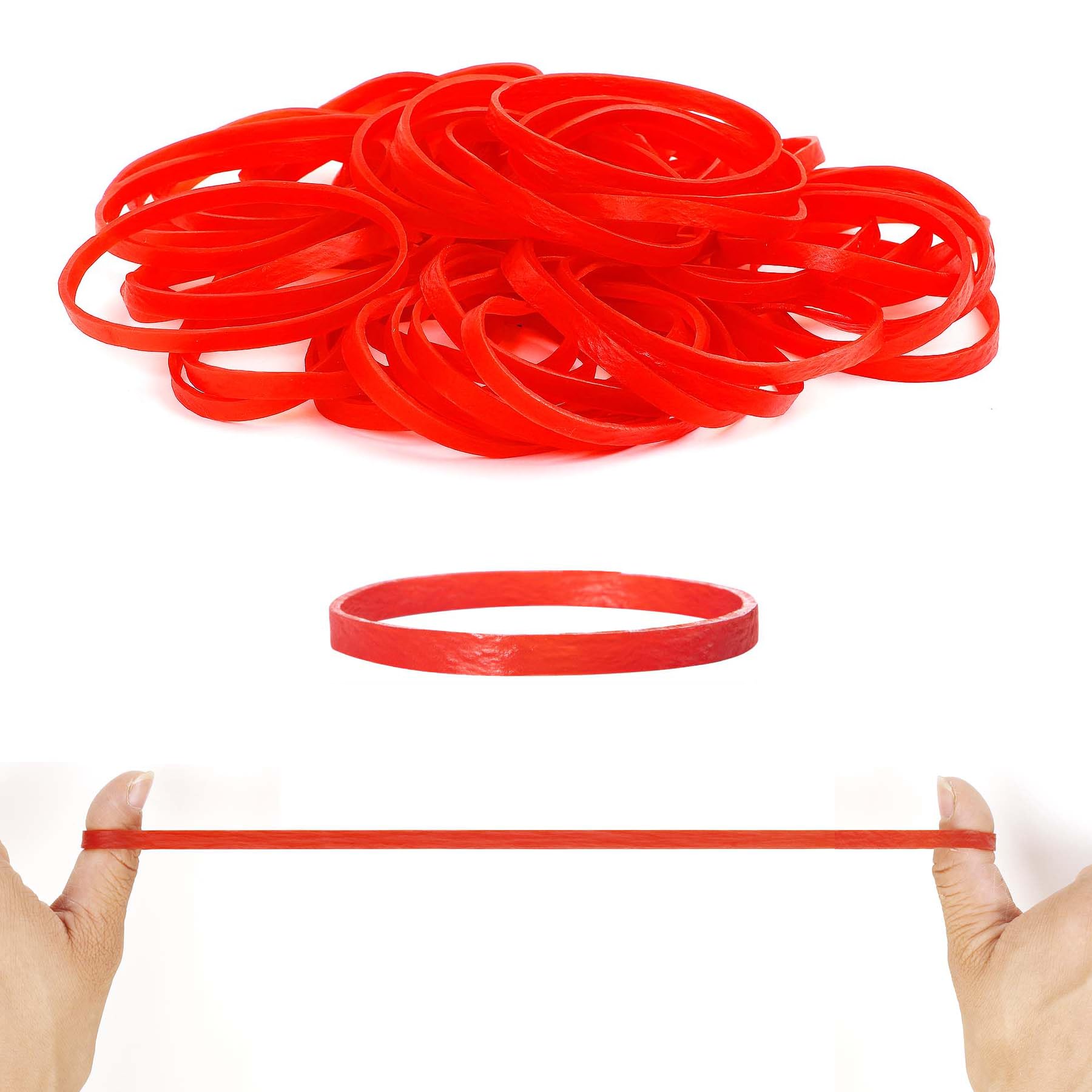 100 Pcs Large Elastic Bands 100x5mm Rubber Elastic Bands Strong Thick Elastic Rubber Bands Set for Home School Office Bank Supplies，Red