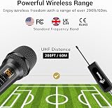 TONOR Wireless Microphone System Dual UHF 60m 30 Frequencies Treble Bass Echo view 7