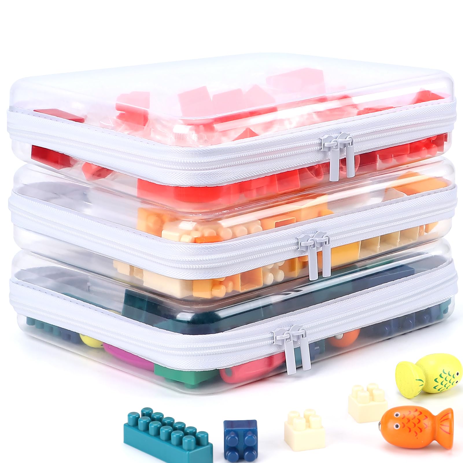 Photo 1 of YOPCDJ 3 Pack Clear Hard Shell Zipper Case, Clear Zipper Pouches Waterproof Makeup Organizer & Travel Toiletry Bag, Diaper Bag Organizing Pouches, Plastic Pouch for Office Home Storage, Large Size