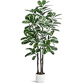 Faux Fiddle Leaf Fig Tree, 6ft Faux Plant Fake Ficus Silk Trees with White Planter, Artificial Fig Trees Floor Plants for House Office Living Room Indoor Home Decor (fig Tree)