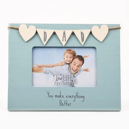 Dad Photo Frame Wooden Bunting Love Life 6" X 4" Photo Frame Gift Idea LL427D