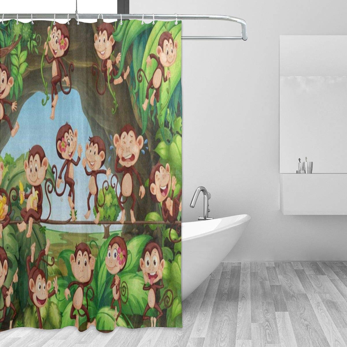 Amazon Com Greedcloud Shower Curtain Home Decor Cartoon Forest