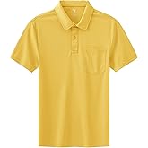 BASUDAM Men's Polo Shirts with Pocket Quick Dry Short Sleeve Active Performance