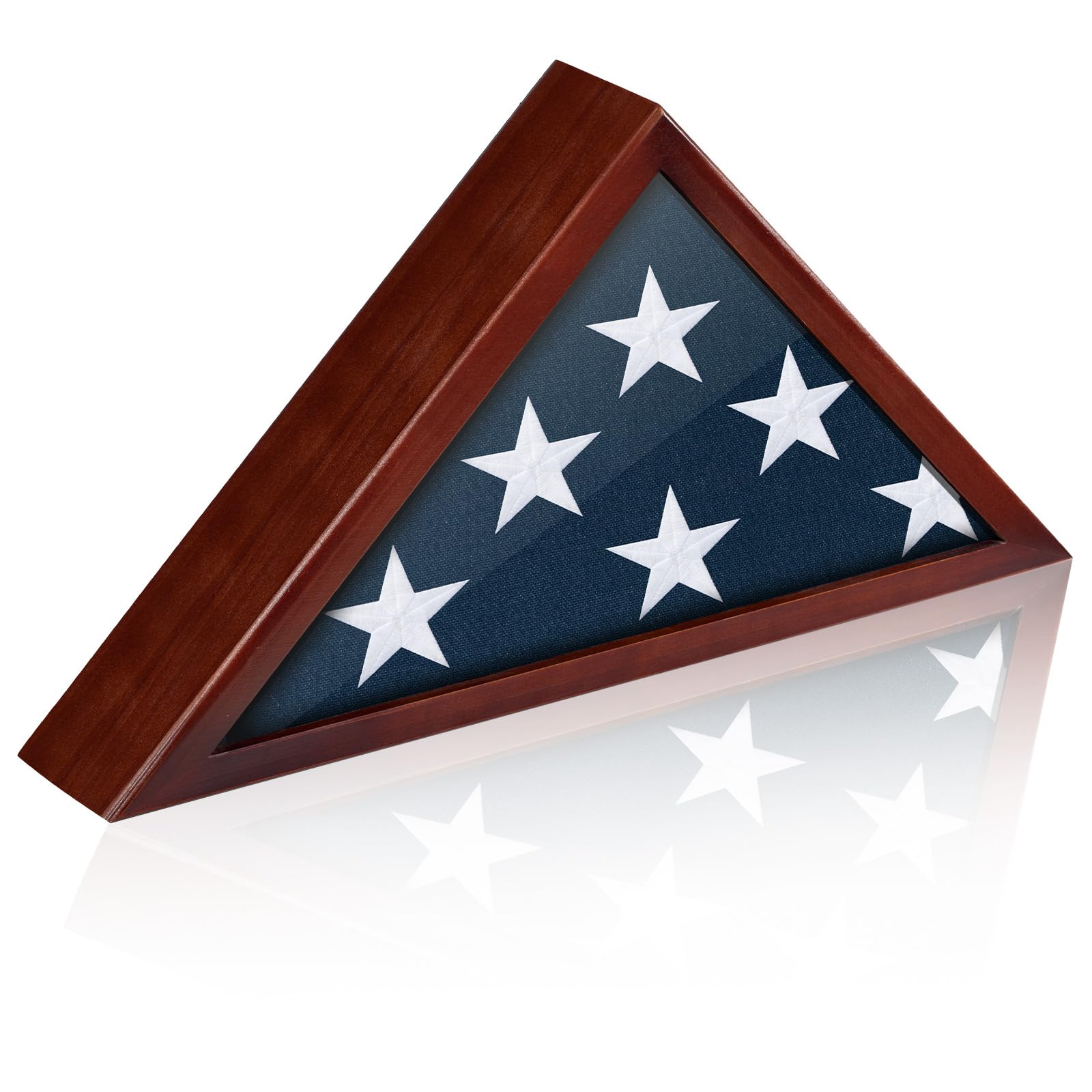 Photo 1 of Flag Case for Burial Flag, 3' x 5' Funeral Flag Display Case Red Wood Memorial Flag Shadow Box for Military Veterans with Acrylic Covered and Wall Mounted