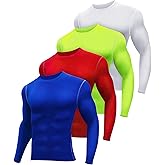 Hicarer 4 Pack Men's Thermal Compression Shirts Quick Dry Long Sleeve Athletic Workout Top Gym Sports Winter Base Layers