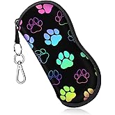 Swooflia Sunglass Glasses Eyeglass Case Bag, Soft Reading Glass Pouch for Kids Women Men Neoprene Travel with Clip Zipper