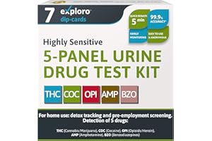 Exploro Home Drug Testing Kits for at Home Drug Test, 5 Panel Drug Test Urine for Multi Drug Screen Test, 5 Panel Drug Test for at Home Drug Screening Tests (7 Pack)