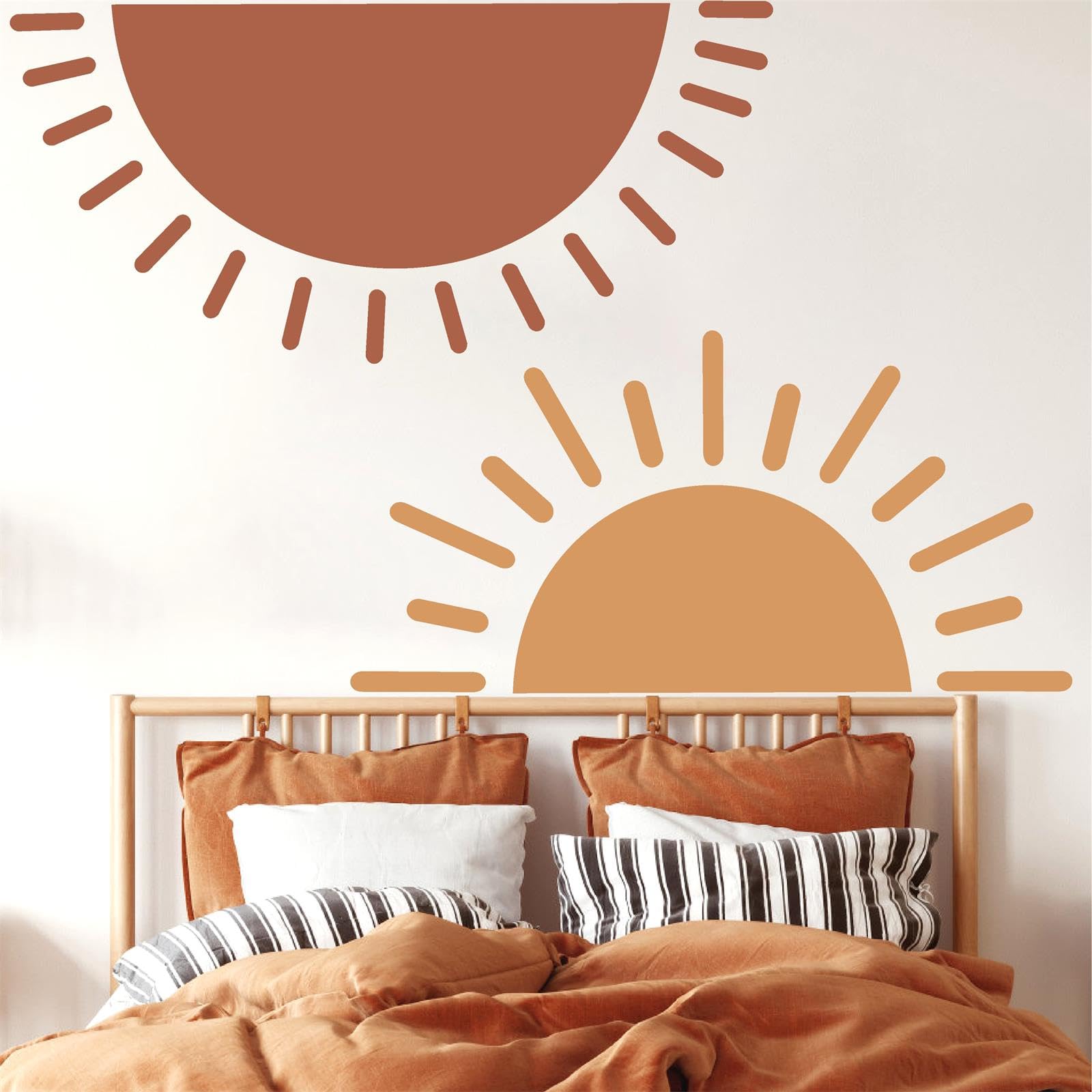 Half Sun Wall Decals - Large Sunshine Wall Stickers for Baby Room & Kids Bedroom - Sunrise Peel and Stick Sticker Decals