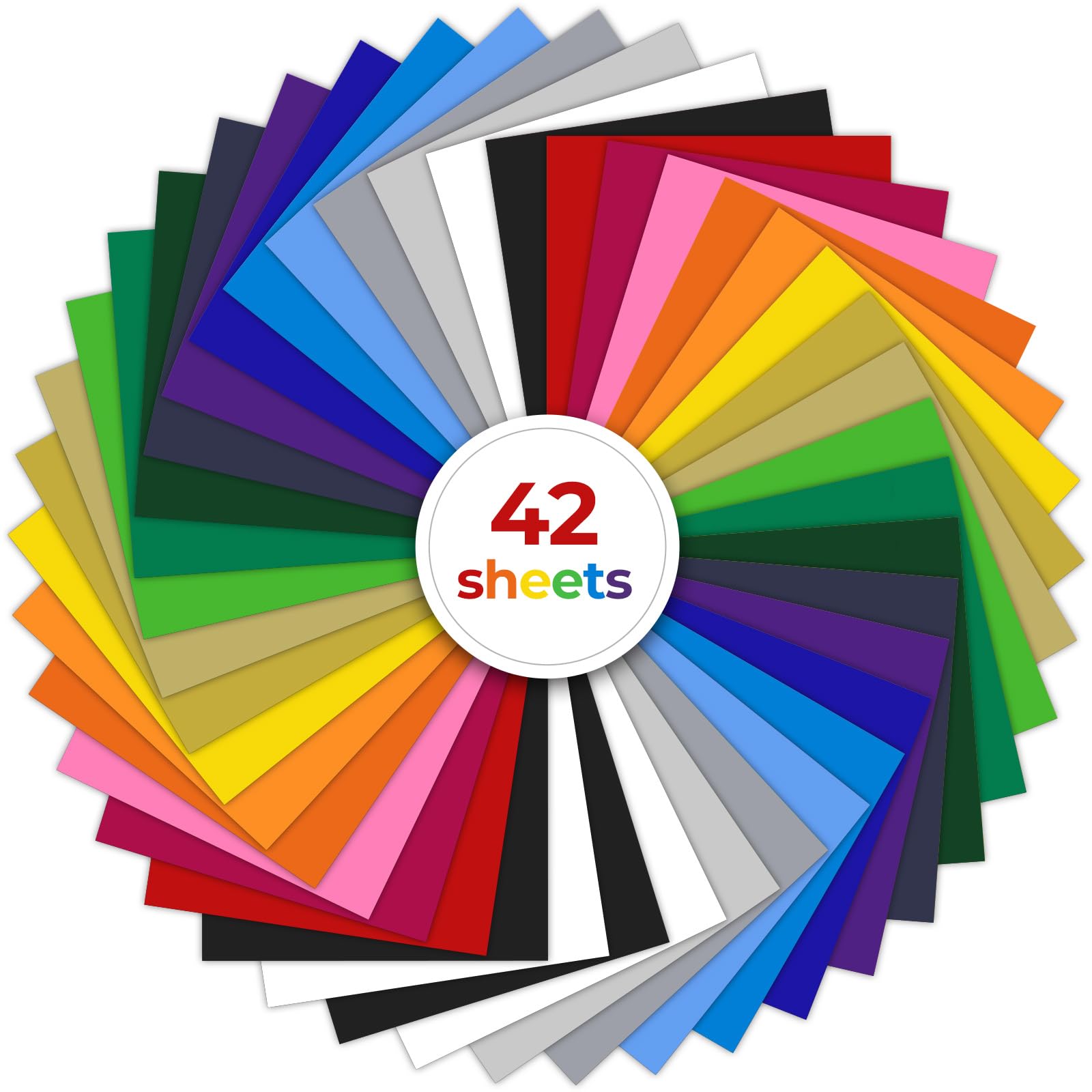 Heat Transfer Vinyl, Ohuhu 42 Pack Easy to Cut & Weed HTV Vinyl for Circut for T-Shirts Hats Leathers DIY - 12" x 10" 20 Glossy Colours Iron on Vinyl via Heat Press Machine & Craft Cutter Machine