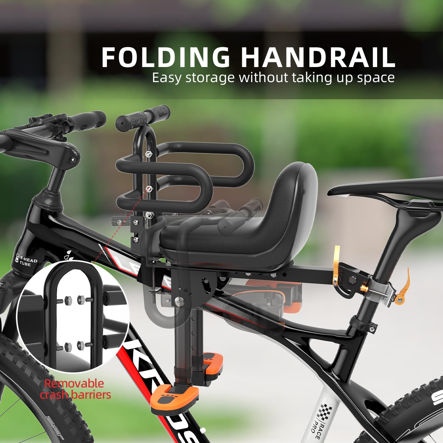 XIEEIX Child Bike Seat, Kids Bike Seat with Guardrail, High Seat Cushion Backrest Mountain Bike Child Bike Seat, Bicycle Child Safety Seat for Children from 1 to 3 Years Old