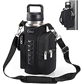 icolor Magnetic Gym Bag Water Bottle Carrier Holder with Phone Pockets & Shoulder Strap,Gym Magnetic Bag 5 Built-in Magnets Gym Accessories Organizer Sling Bottle Bag Pouch Sleeve