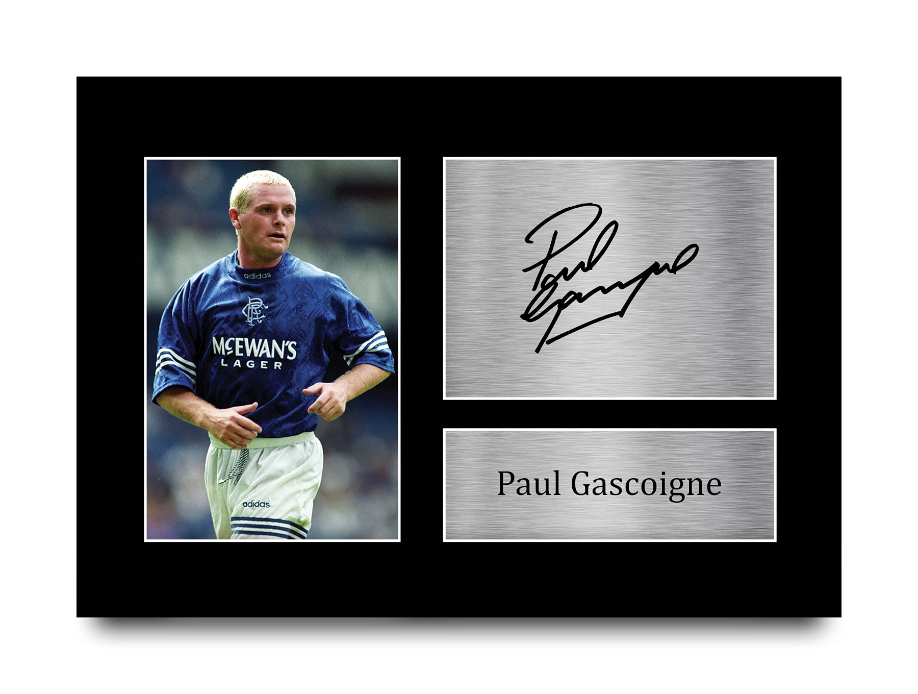 HWC Trading A4 Paul Gascoigne Rangers Gazza Gifts Printed Signed Autograph Picture for Fans and Supporters - A4