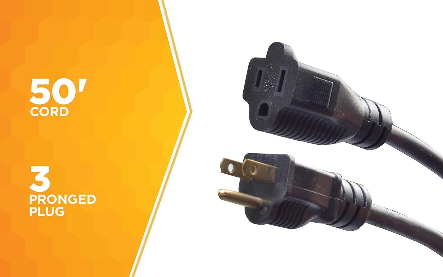 Woods 982452 50-Foot SJTOW Agricultural Outdoor Heavy Duty All- Weather Extension Cord, Oil Resistant Vinyl Jacket, Versatile Use, Powerful 15 Amps, 125 Volts, 1, 875 Watt Extension Cord, Black - Outdoor Extension Cords - 
