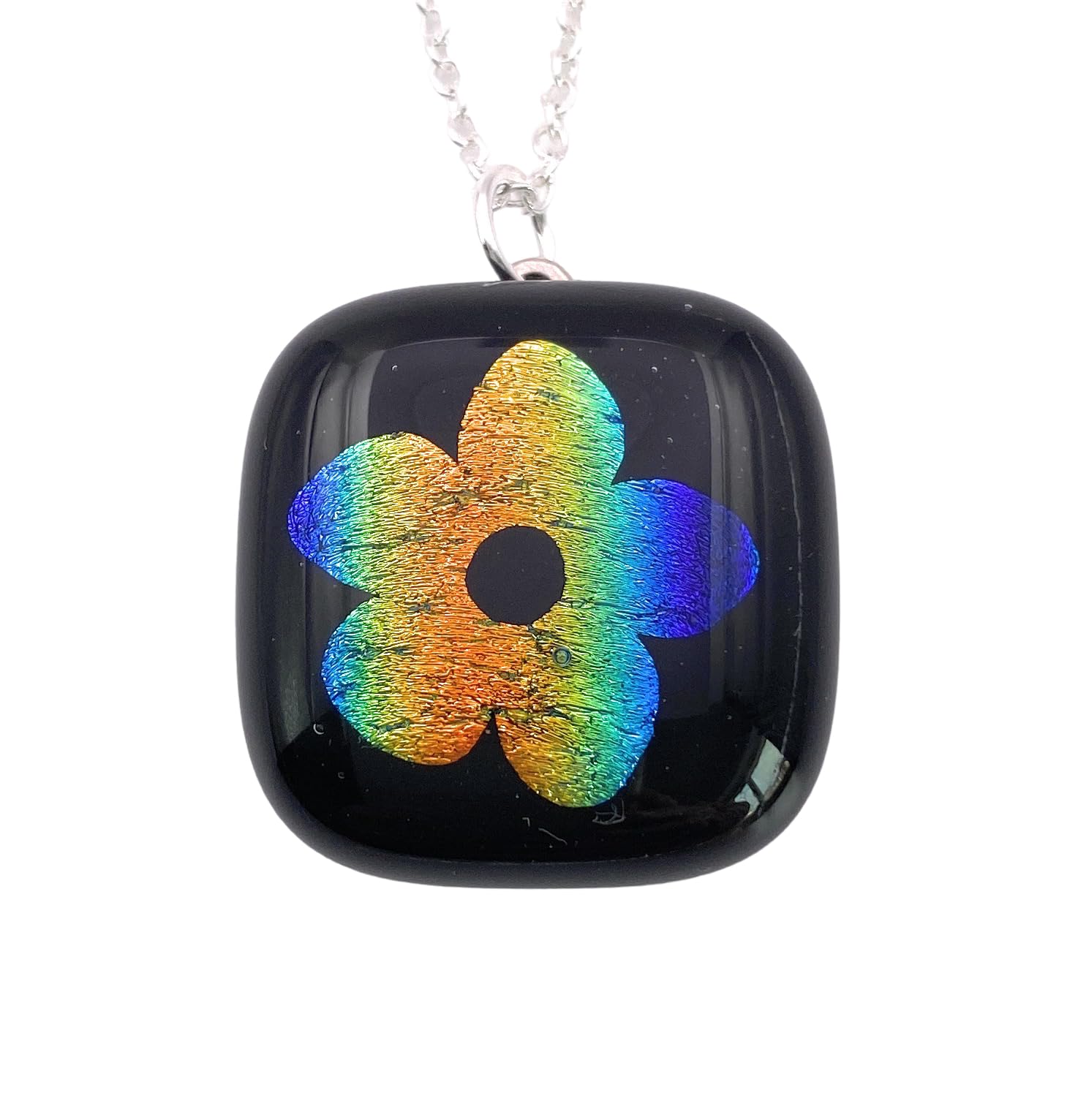Rainbow Pendant, Glass Pendant, Dichroic Glass Pendant, Handmade Glass Pendant, Flower Pendant, Handmade Dichroic Glass Pendant