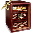 Marvero Cigar Humidors, Cedar Wood Humidor for 150 Cigars with Digital Hygrometer, Drawers, Humidifiers and Gold-Plated Hardwares. Cigar humidor Cabinet for Men Husband Father Ebony Color