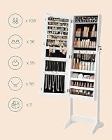 SONGMICS Jewellery Cabinet Armoire Lockable Freestanding White JJC002W01 view 4