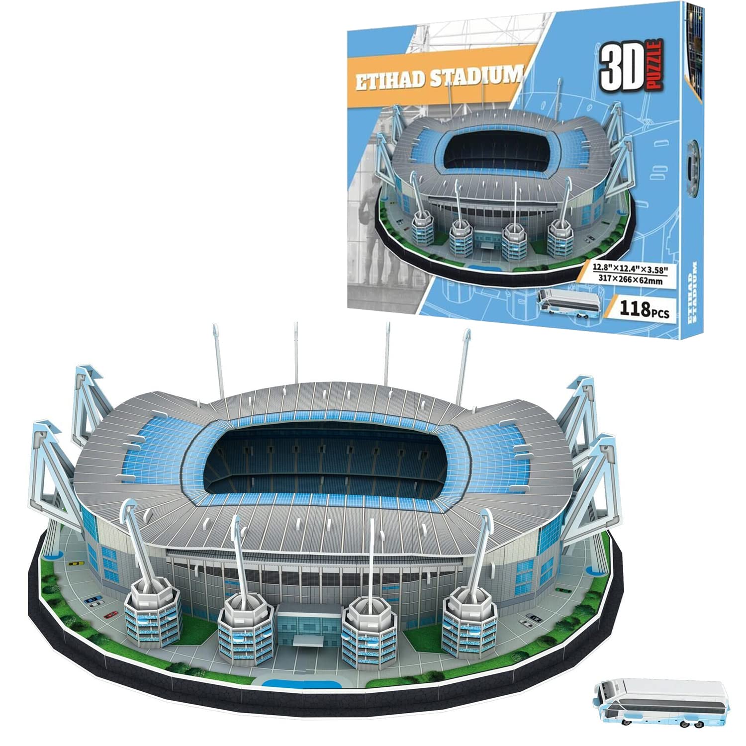 Georgie Porgy 3D Football Stadium Puzzle Toy DIY Building Model Kits Construction Sets (Etihad Stadium 118Pcs)