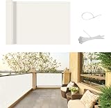 Sunny Guard Balcony Privacy Screen 90x300cm UV Waterproof Windproof Cream