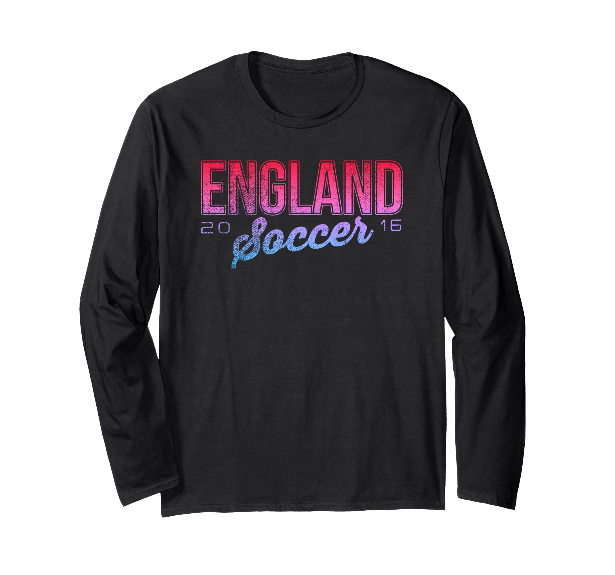 England Soccer 2016 Pink Purple Text Long Sleeve T-Shirt