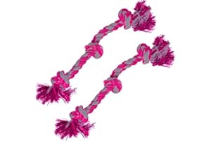SunGrow Pink Dog Rope Toys, Twisted Triple Knotted Rope Bone, 2 Pack for Aggressive Chewers, Large Dogs Extra Strong, Heavy-Duty Dog Pull, Tug of War Ropes