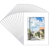 Prudiut 15 Pack 12x16 White Picture Mats, Frame Mattes for 9x12 Pictures Display Photo Frame Mat Core Bevel Cut Mat Board Show Kit for Photos, Prints, Artworks