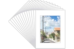 Prudiut 15 Pack 12x16 White Picture Mats, Frame Mattes for 9x12 Pictures Display Photo Frame Mat Core Bevel Cut Mat Board Show Kit for Photos, Prints, Artworks