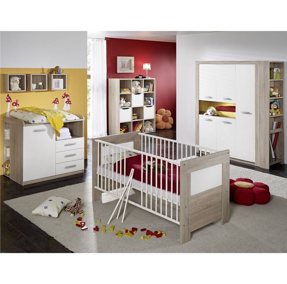 Babyzimmer Moritz 6-teilig eiche sägerau / weiss matt ...