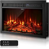 VEVOR Electric Fireplace Insert, 26 inch Recessed and Wall Mounted with Adjustable Flame Color Brightness &amp; 8h Timer &amp; Remote Control, Indoor Heater w/ 750W/1500W Dual Heating Modes, 5000BTU Black