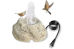 SAC SMARTEN ARTS Fountain for Bird Baths Water Wiggler for Bird Bath Fountain with 7.5W Water Pump Resin Granite Rock Water F