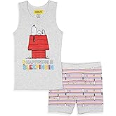 Peanuts Girls' Snoopy Happiness Is Sleeping In Pajama Set Tank Top Shorts