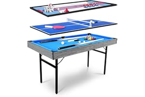 5in1 Multi-fuction Games Table,Folding Multi Game Combination Table Set with Ping Pong, Pool Billiards, Air Hockey, Bowling, 