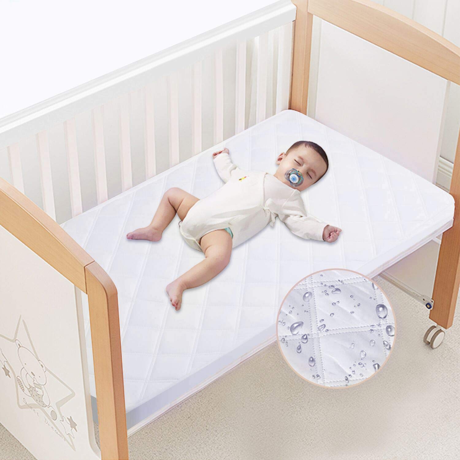 Waterproof Fitted Crib Mattress Pad and Toddler Crib Mattress Protective Baby Crib Mattress Cover Sheets Protector Bedding Sets Breathable & Hypoallergenic for Boys and Girls : Baby