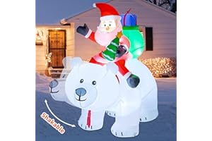 GOOSH 6 FT Christmas Inflatables Santa Clause Riding Bear with Shaking Head Outdoor Decorations Blow Up Yard Decor with LED Lights for Xmas Holiday Party Indoor Garden Lawn Décor