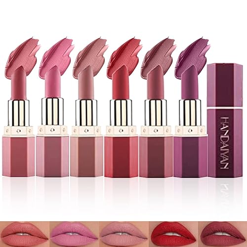 6 Colors Lipstick Set, Matte Velvet Smooth Moisturizer Lipstick Long Lasting Waterproof Non-stick Cup Sexy Nude Lipstick Makeup Gift Set