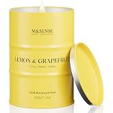 M&amp;SENSE Fall Lemon Soy Candles,Fresh Citrus Grapefruit Peel Scented 11.3oz | Fall Candle, Long Lasting Slow Burn,organic soy candles non toxic Candle for Stress Relief Meditation Relaxing,Gift for Women