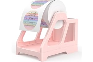 PONNOR Label Holder for Roll and Fan-fold Labels,Thermal Shipping Labels Holder for for Desktop Label Printer,Business Supplies Accessory for Office, Home(Upgraded Pink)