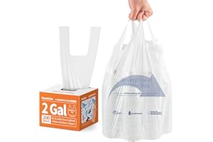 Small Trash Bags with Handles 2 Gallon 200 Count White - Ocean Plastic Upcycling - Plastic Garbage Bags, Can Bin & Waste Bask
