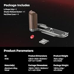 SMALLRIG X-T50 Handgrip, Wooden L-Shape Grip for