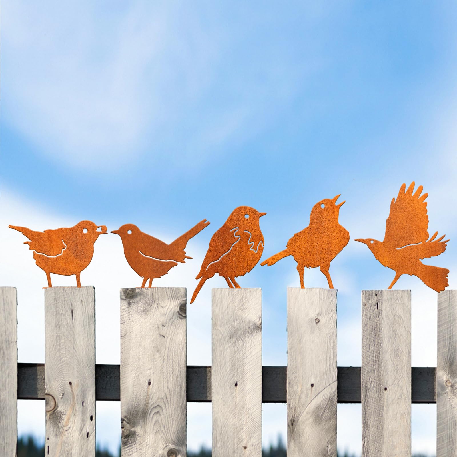 GULURUKIO Rusty Bird Silhouette with Rusty Patina Birds Decoration Lifelike Metal Birds Garden Ornaments Silhouette Simulation Bird Figurine Rustic Outdoor Patio Yard Adornment