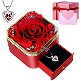 Valentines Day Gifts for Her,Birthday Gifts for Women,Preserved Real Rose with Necklaces,Eternal Rose Gifts for Girlfreind Wife Mom Sister at Anniversary Valentines Day Birthday Wedding Gifts