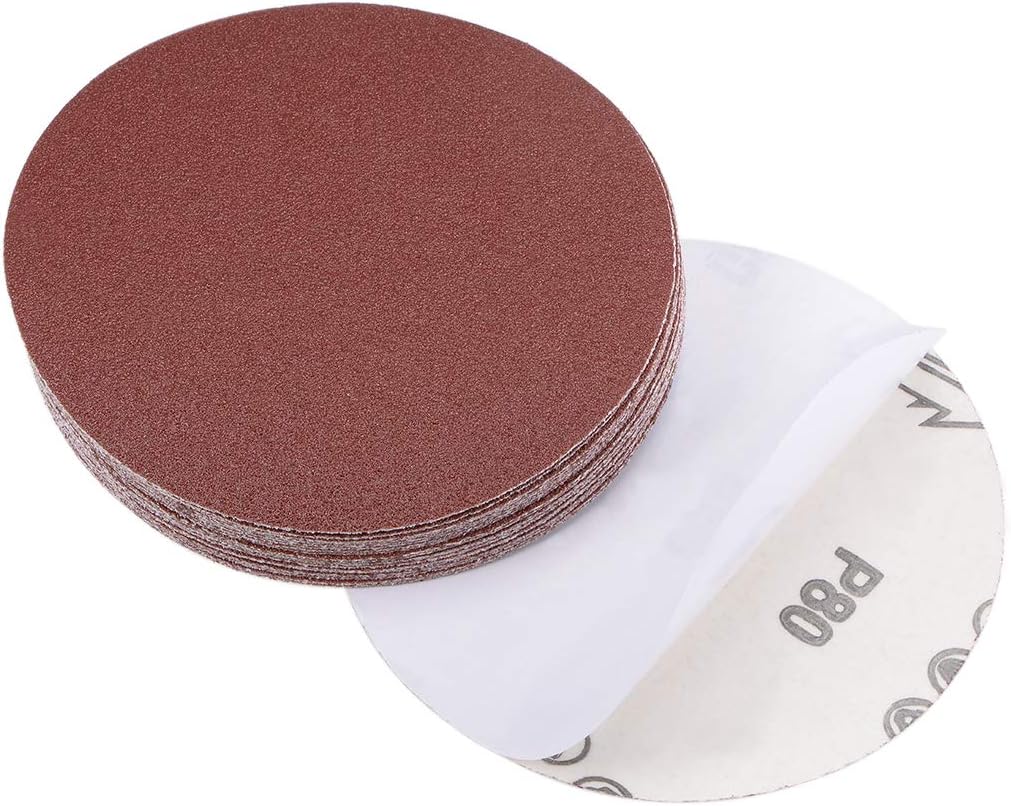uxcell 5-Inch PSA Sanding Disc Aluminum Oxide Adhesive Back Sandpaper 80 Grit 20 Pcs - - 
