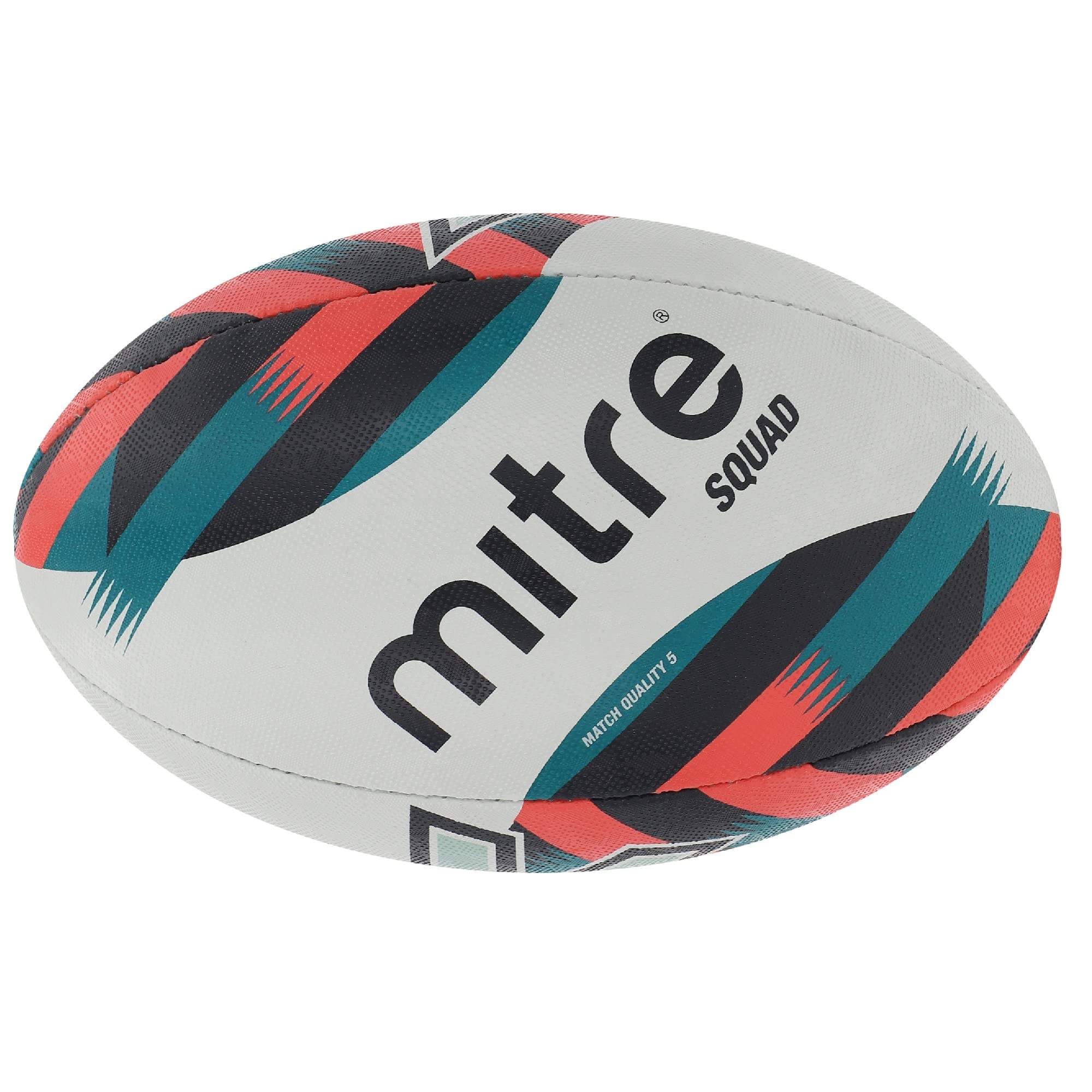 Mitre Rugby Ball | Extra Strong Lining | Full Weight | Hugely Popular, White/Red/Blue, 3