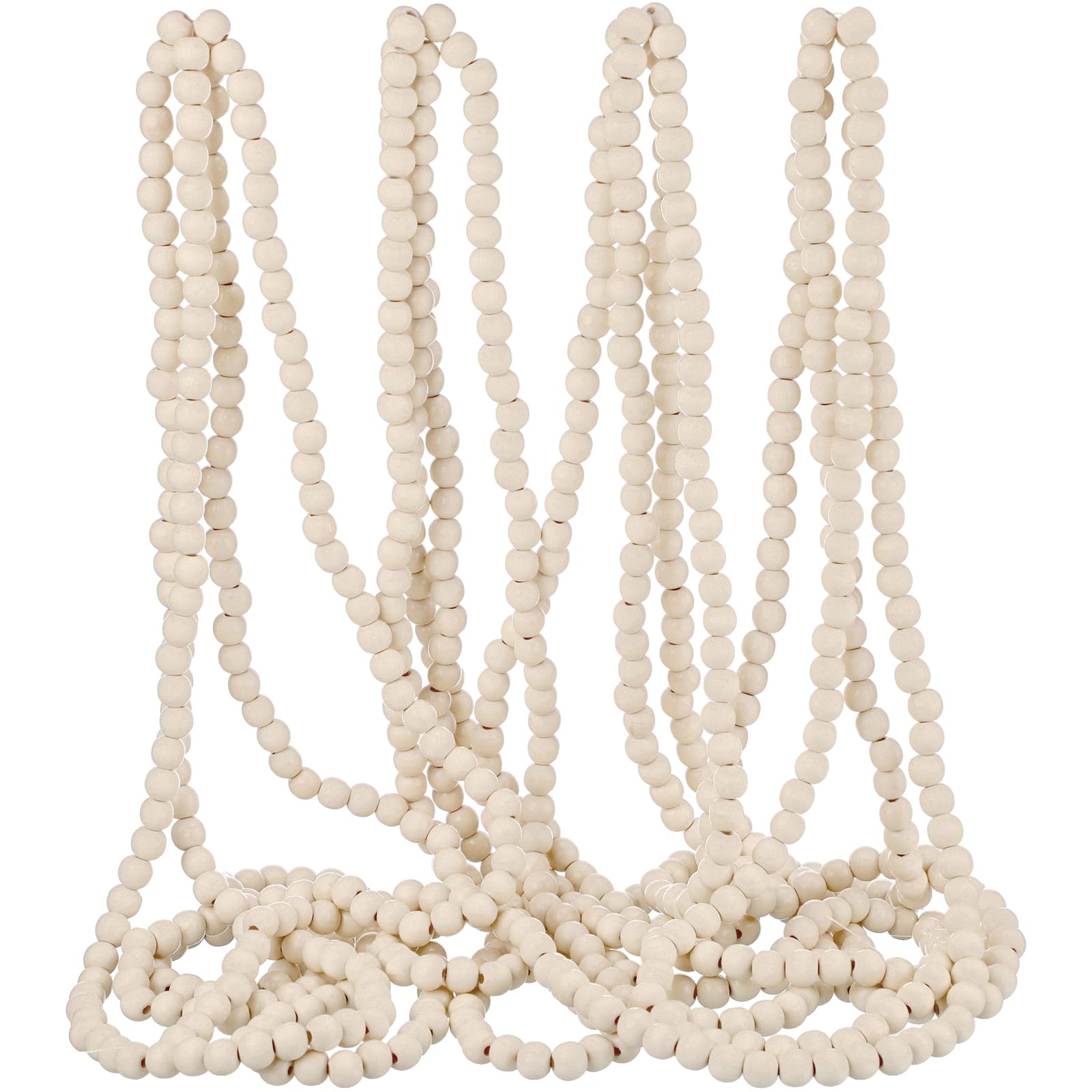 Photo 1 of FairySandy Christmas Wood Bead Garland 39.3 ft Round Craft Wooden Beaded Garland Rustic Christmas Vintage Decorations Boho Farmhouse Ornaments or Winter Holiday Indoor Home Xmas Tree Decor