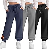 LessonZoo 3 Pack Girls Sweatpants Fleece Girls Active Performance Joggers Kids Athletic Pants Casual Sweatpants with Pockets