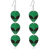 Alien Earrings for Women Lightweight Funny Creative Cartoon Green Space Head Alien Earrings Halloween Statement Jewelry