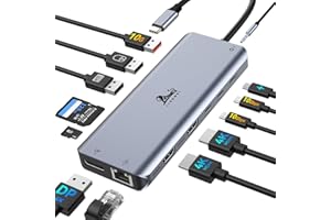 Laptop Docking Station Dual Monitor, LIONWEI 13-in-1 USB C Docking Station w/ 4K 2 HDMI, DP, Ethernet, 5 USB A/C 3.1/2.0, 100